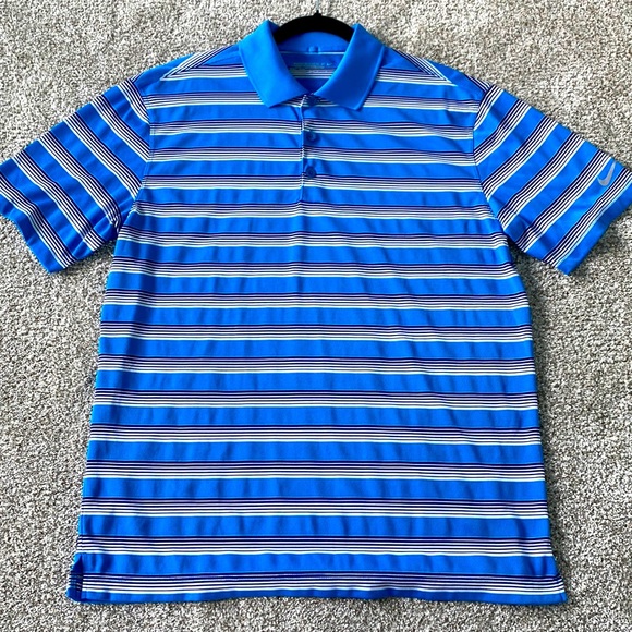 Nike golf blue white stripes polo neck for sale - Picture 4 of 4